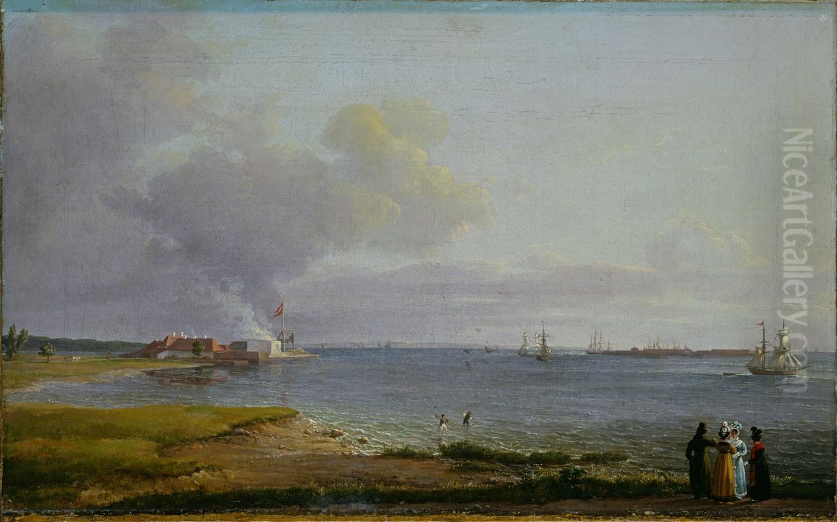View over Oresund near the Lime Works Oil Painting by Johan Wilhelm Ludwig Dahl