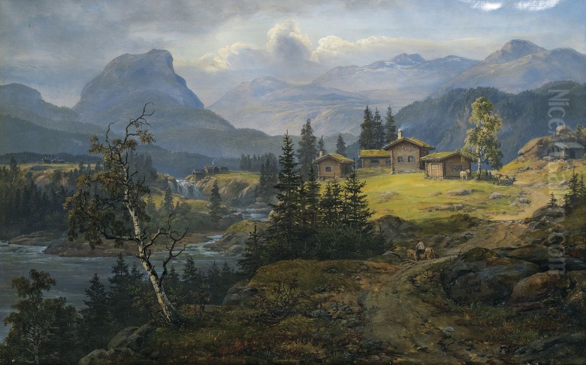 Fra Oylo i Valdres Oil Painting by Johan Wilhelm Ludwig Dahl