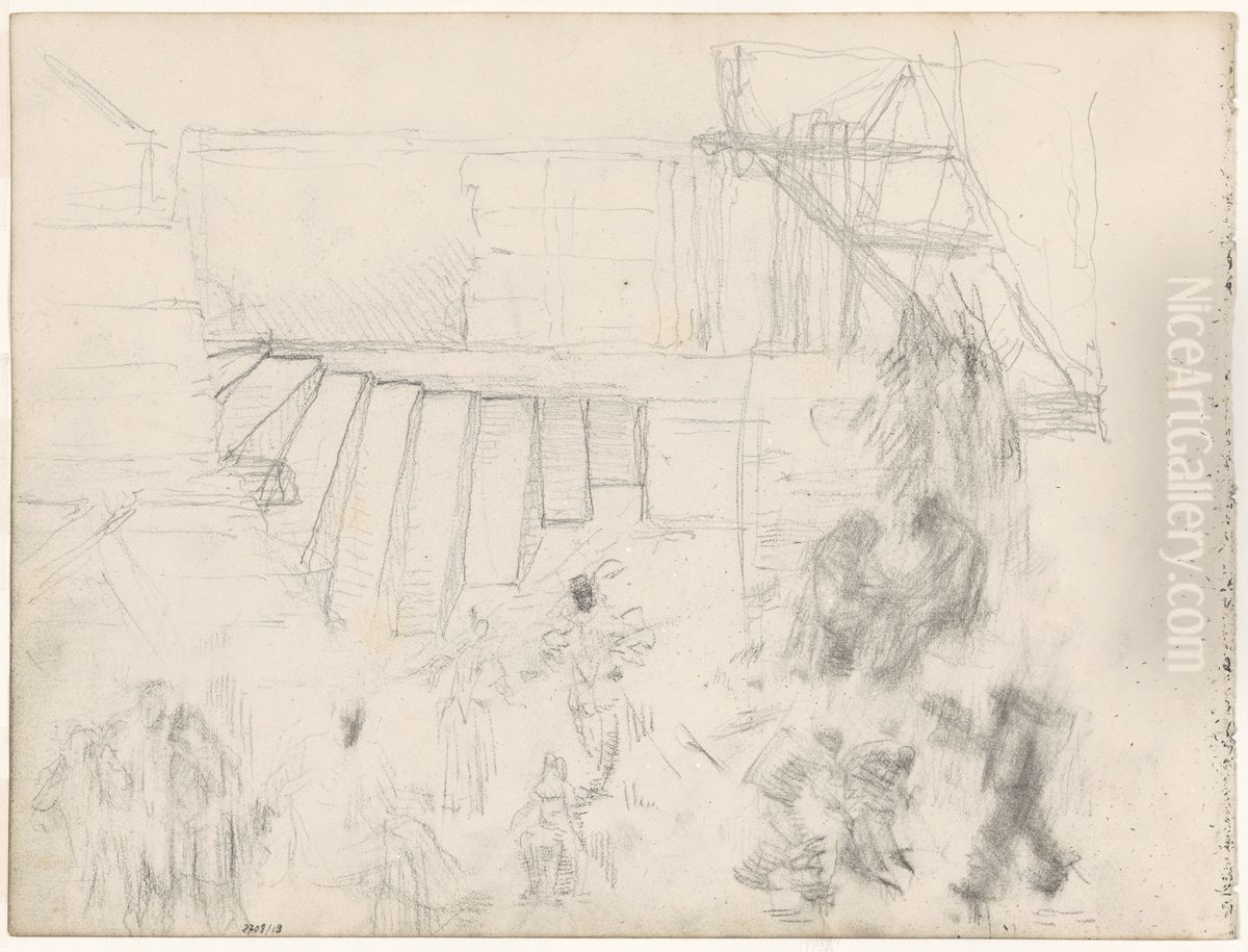 Draaitrap en figuren Oil Painting by James Ensor