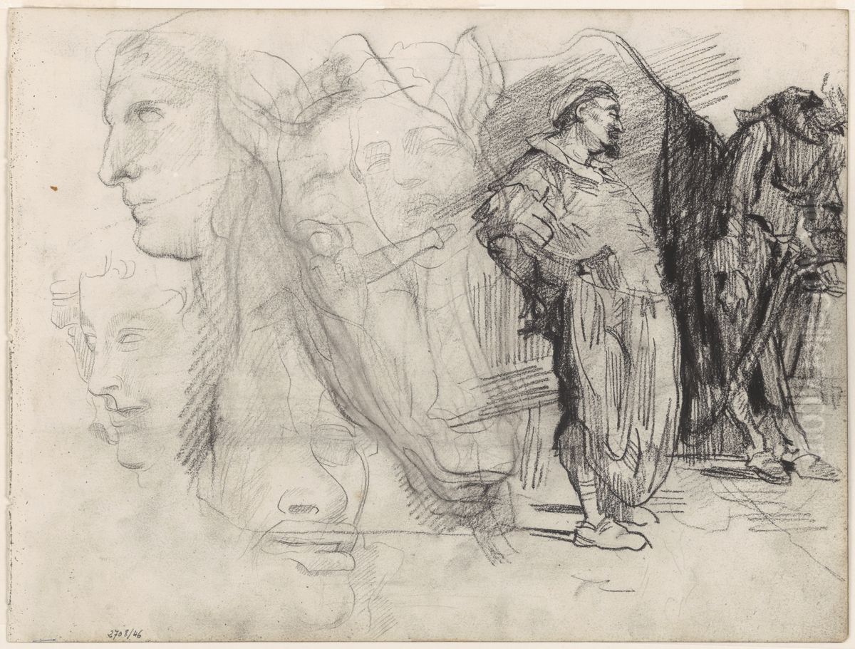 Don Quichotte en paardekop Oil Painting by James Ensor