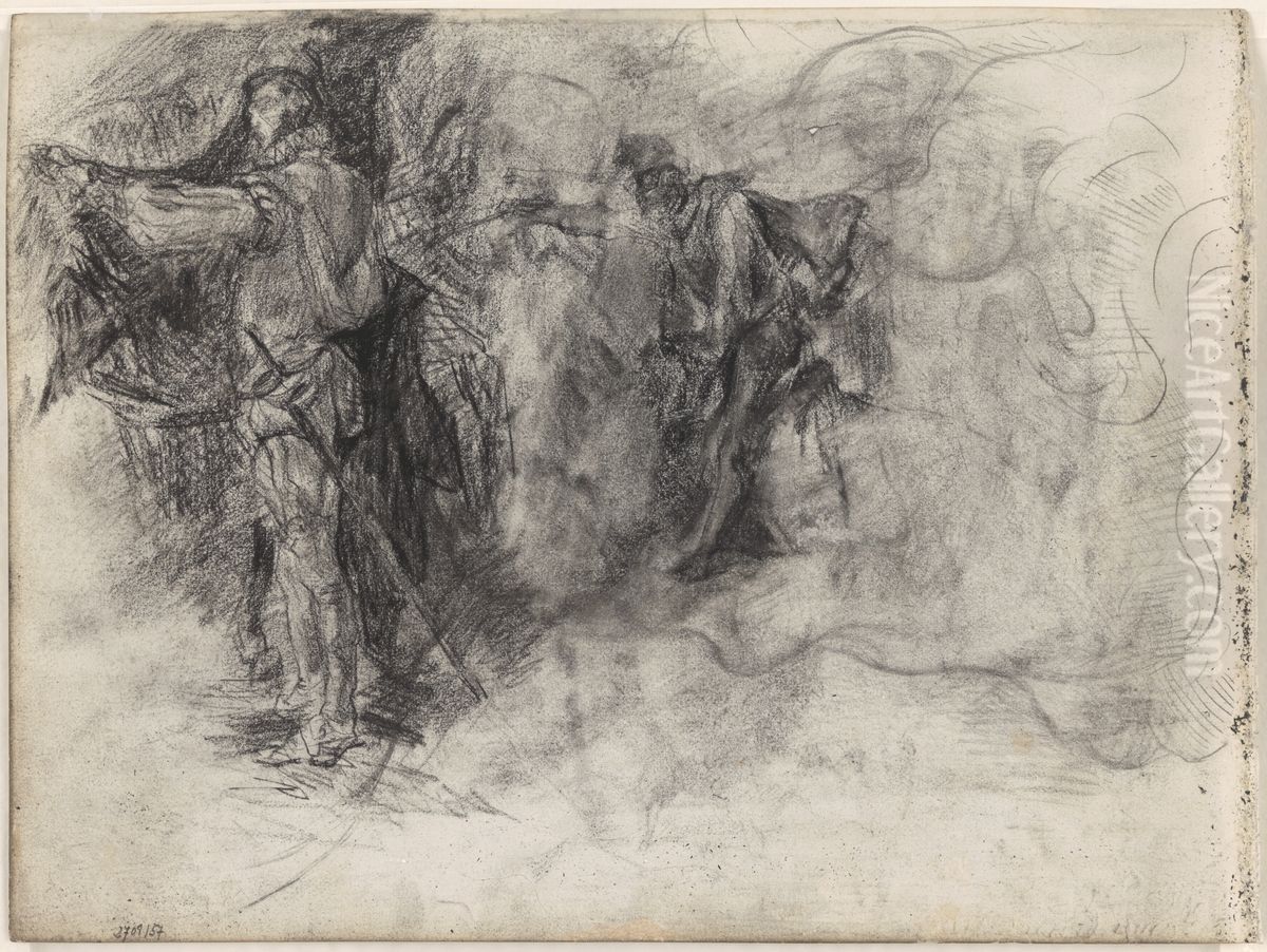 Don Quichotte en hoofd Oil Painting by James Ensor