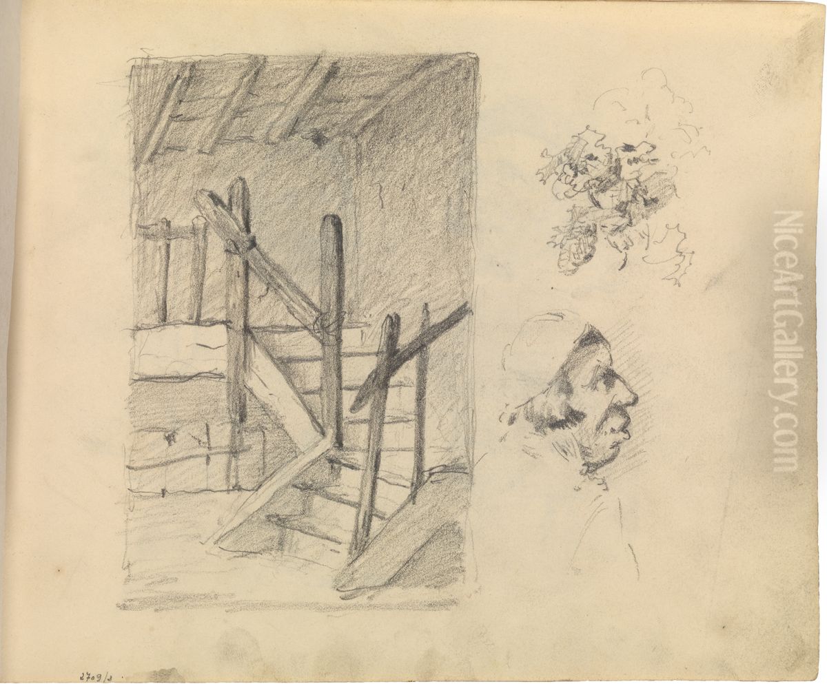 Trap, man, gebladerte (detail) Oil Painting by James Ensor