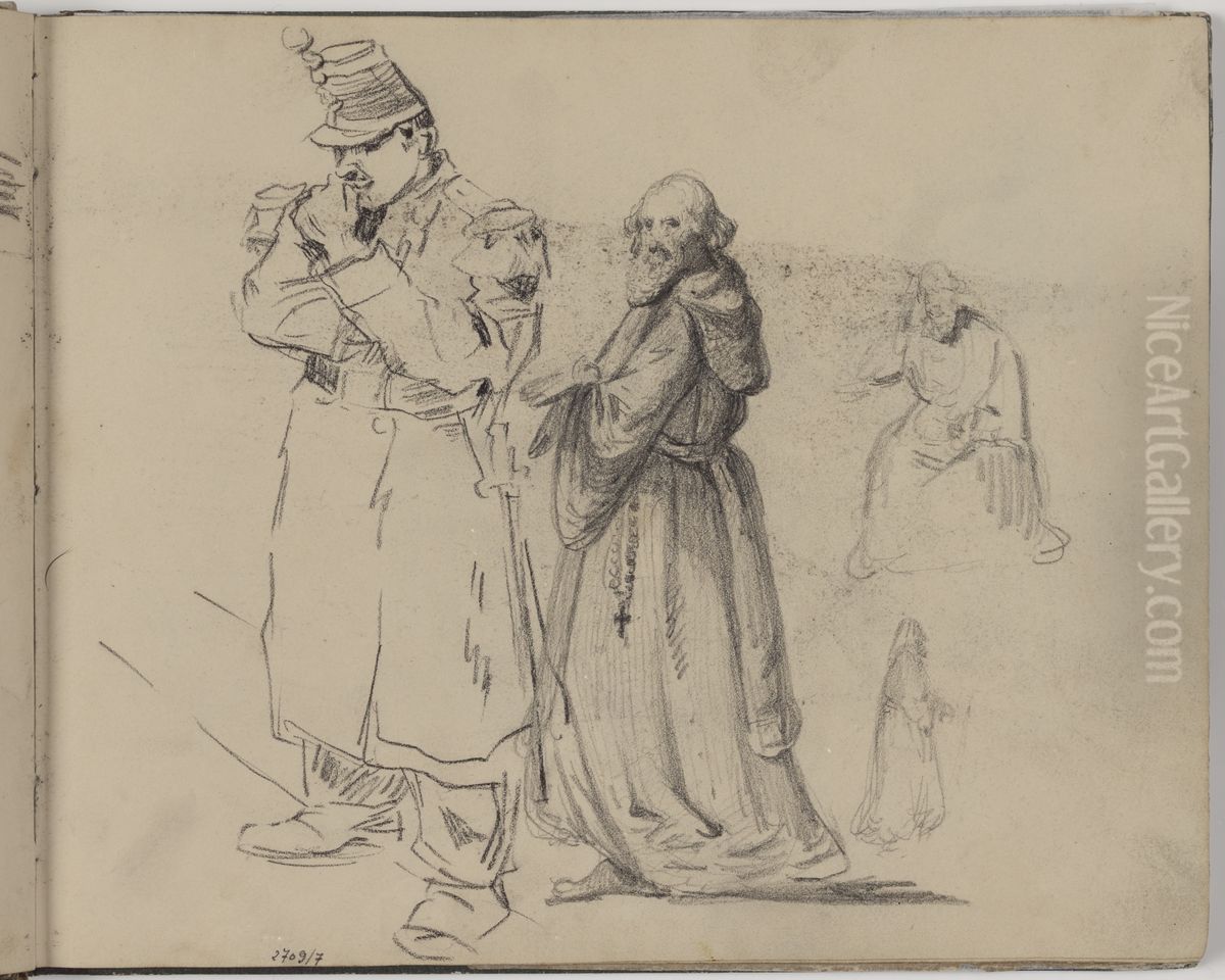 Soldaat en monnik Oil Painting by James Ensor