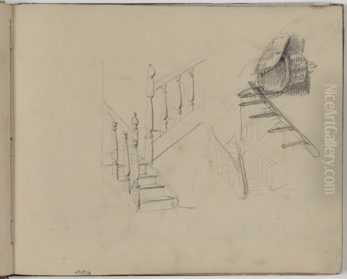 Twee trappen en mand Oil Painting by James Ensor