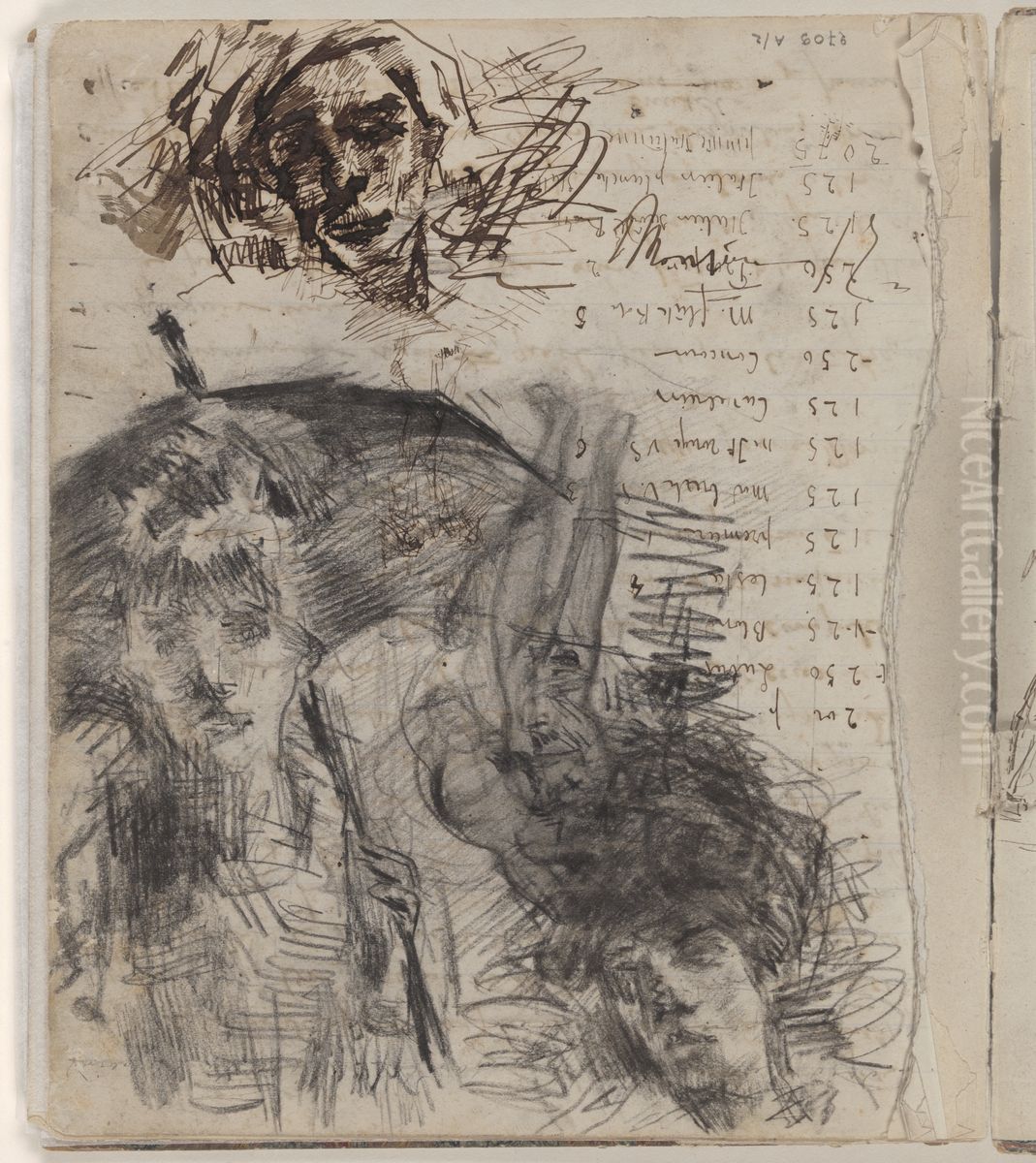 Studie van dame met parasol Oil Painting by James Ensor