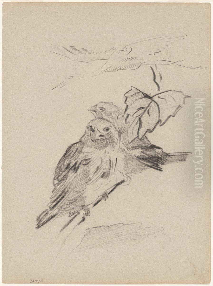 Chinoiserie, drie vogels Oil Painting by James Ensor