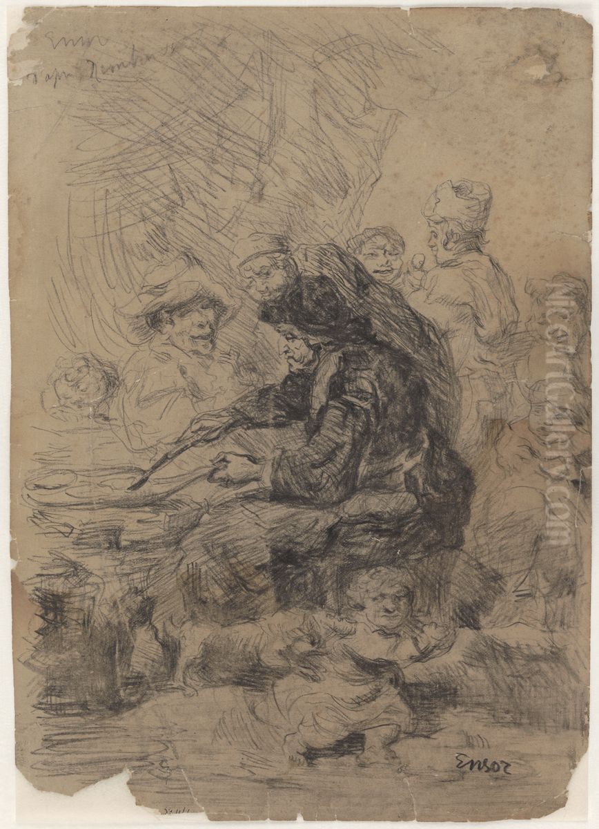 The Pancake Woman Oil Painting by James Ensor