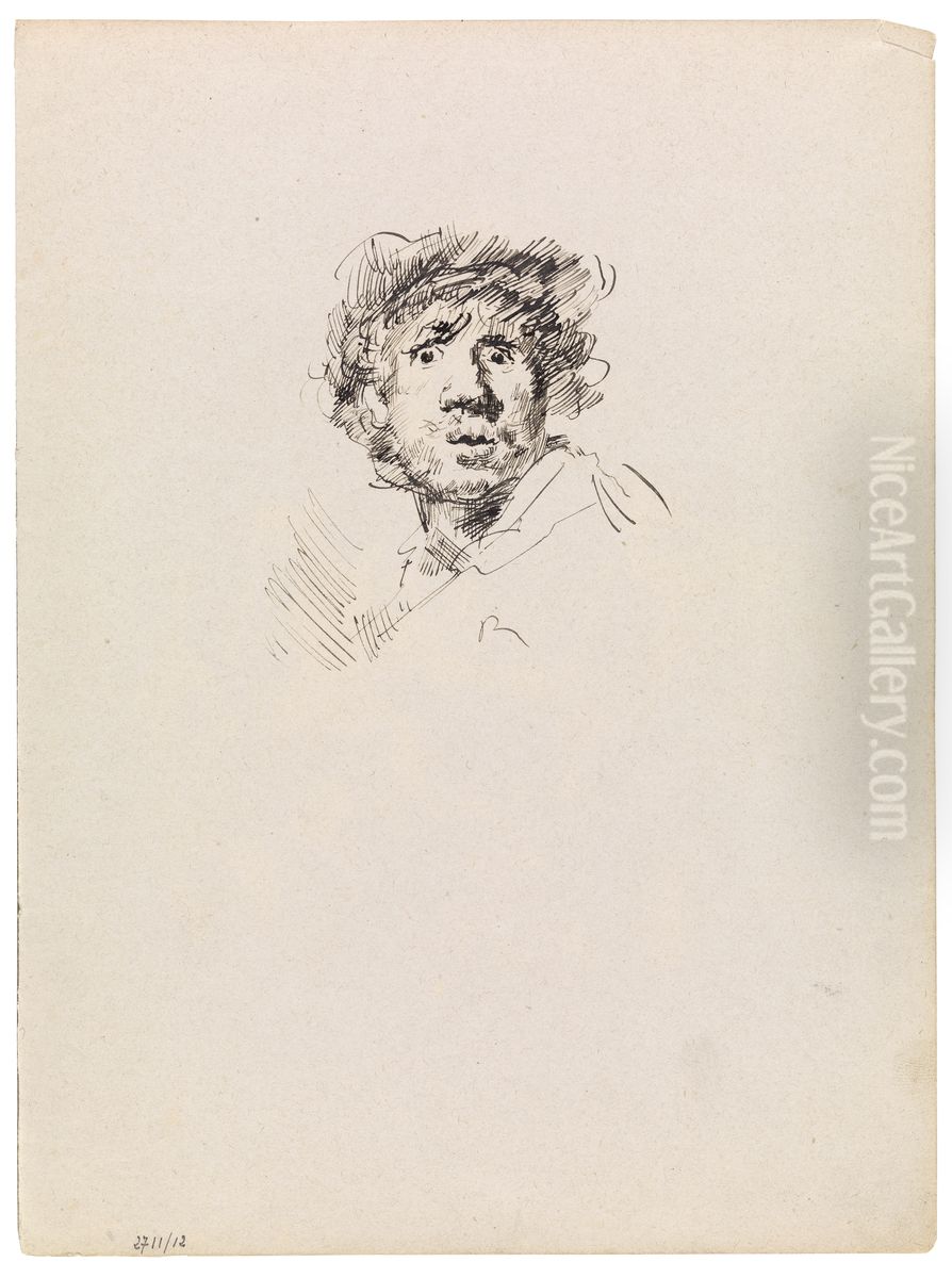 Rembrandt's Self Portrait Oil Painting by James Ensor