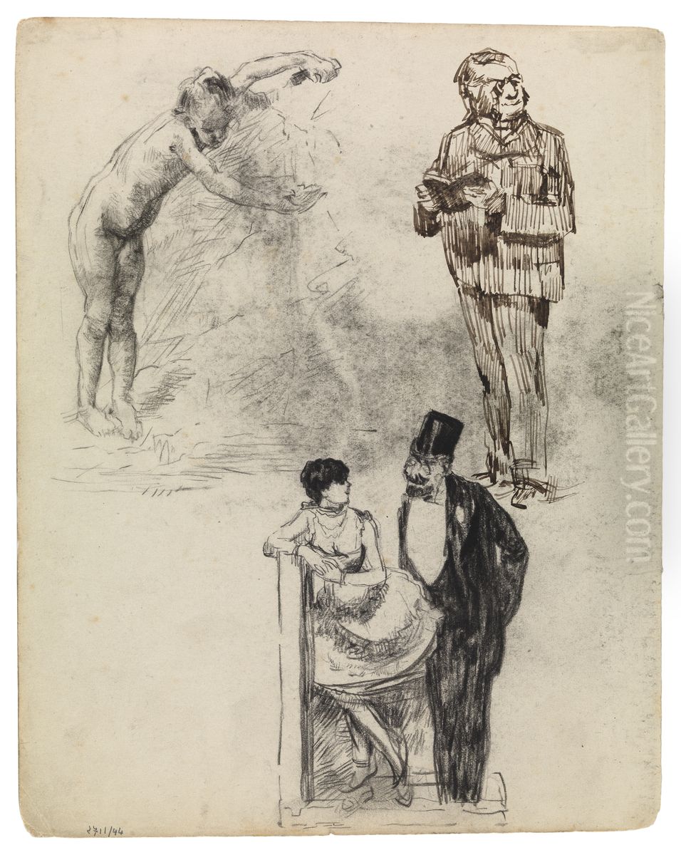 De kleine bron en andere figuren Oil Painting by James Ensor