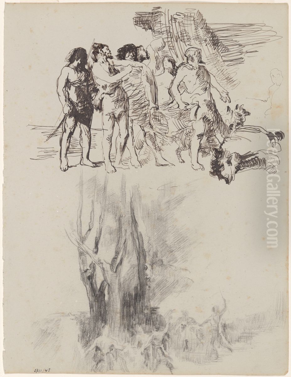 Terugkeer van de berenjacht in het steentijdperk Oil Painting by James Ensor