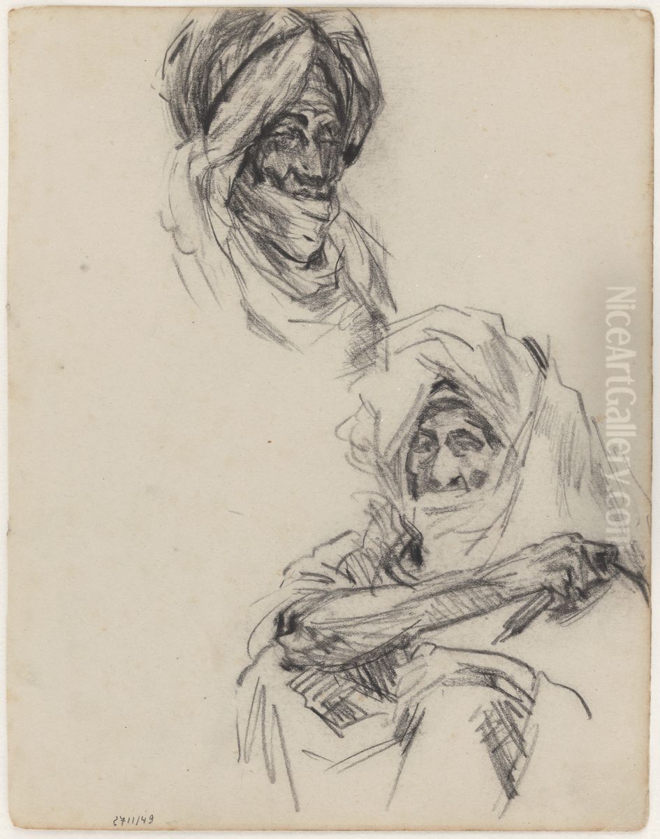 Two Arabs Oil Painting by James Ensor