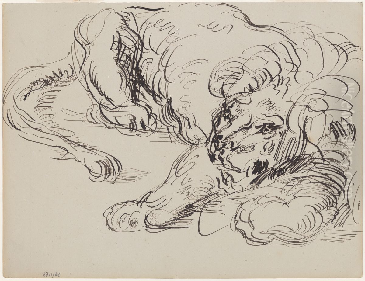 Liggende leeuw Oil Painting by James Ensor