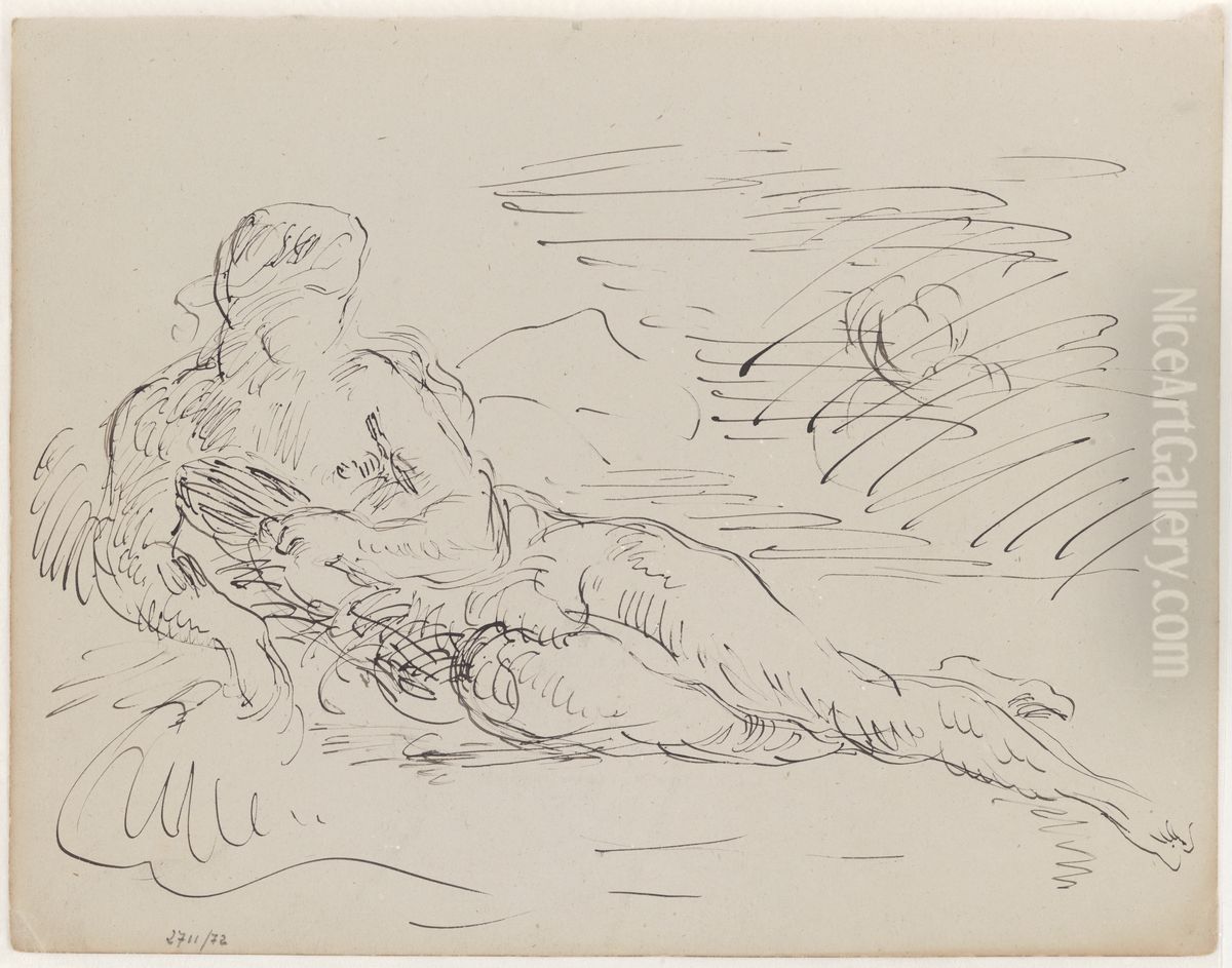 Rustend vrouwelijk naakt Oil Painting by James Ensor