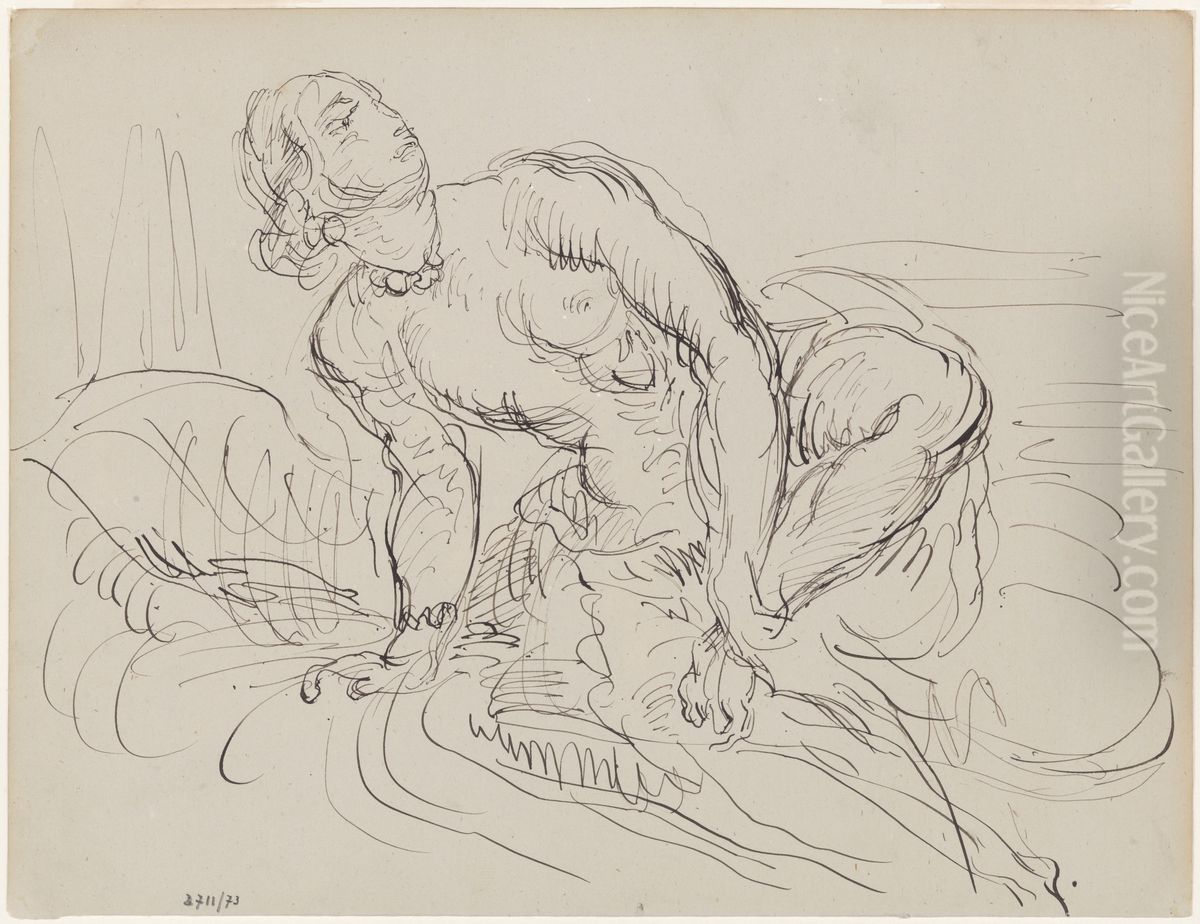 Studie van een badende vrouw Oil Painting by James Ensor