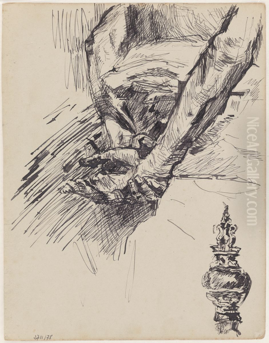 Handen en ornament Oil Painting by James Ensor