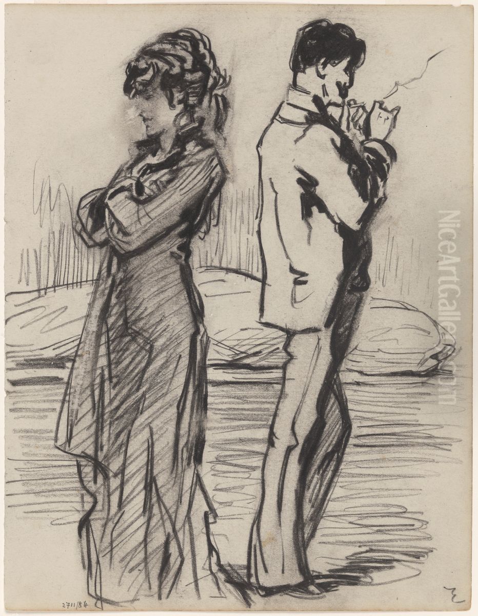 Paar voor rustbed Oil Painting by James Ensor