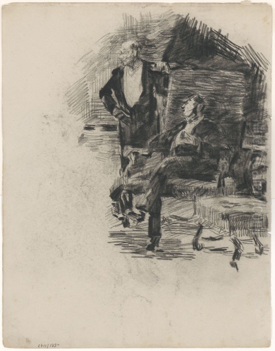 Zittende en staande heer Oil Painting by James Ensor