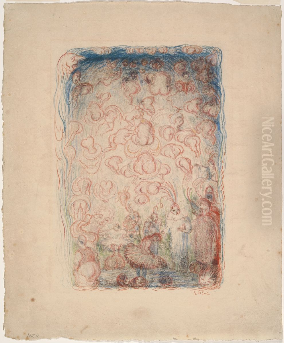 Balletscene Oil Painting by James Ensor