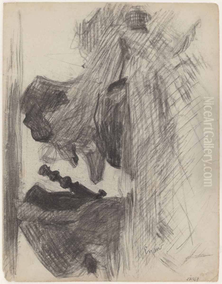 Detail van een kapstok Oil Painting by James Ensor