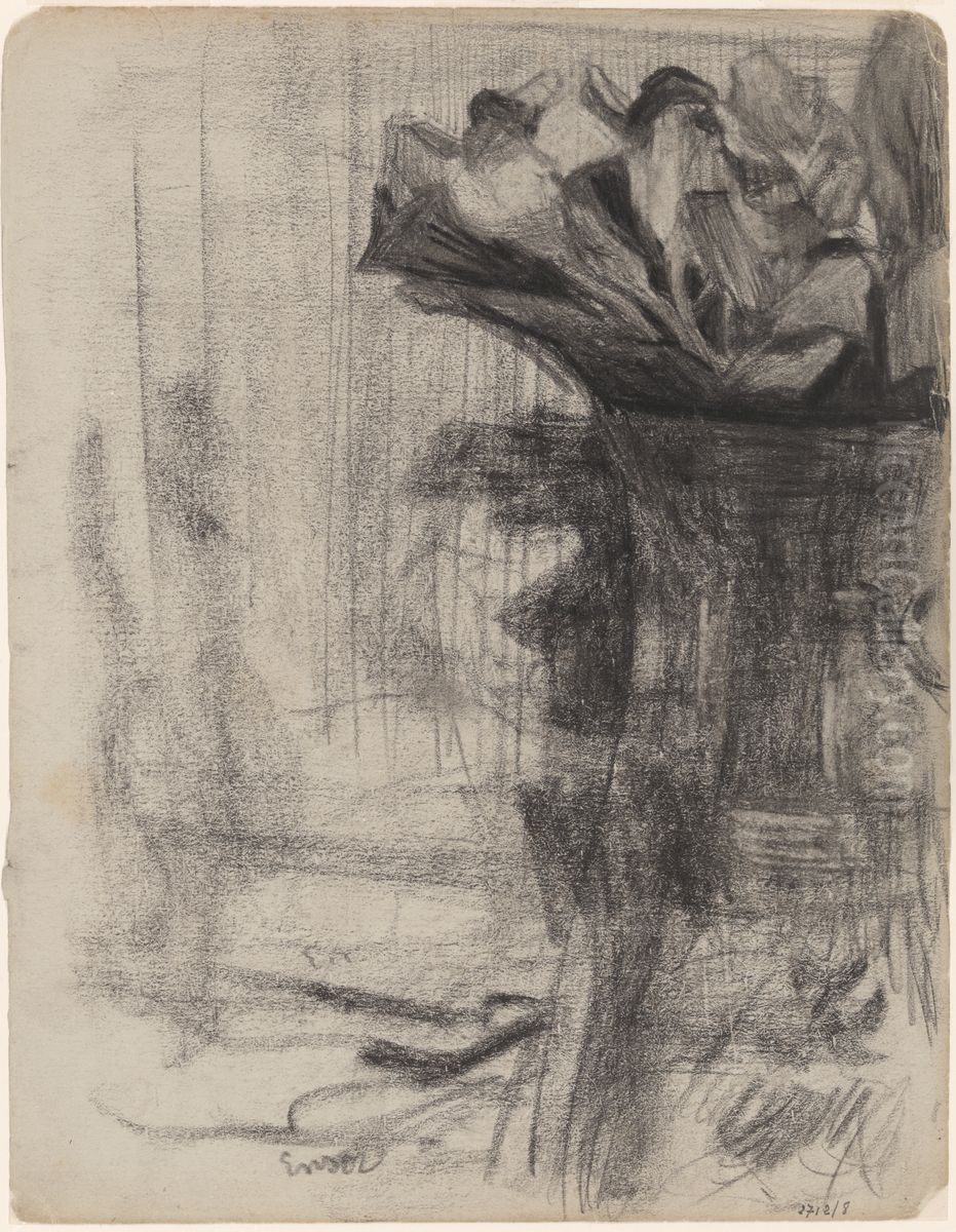 Flowers in a Vase Oil Painting by James Ensor