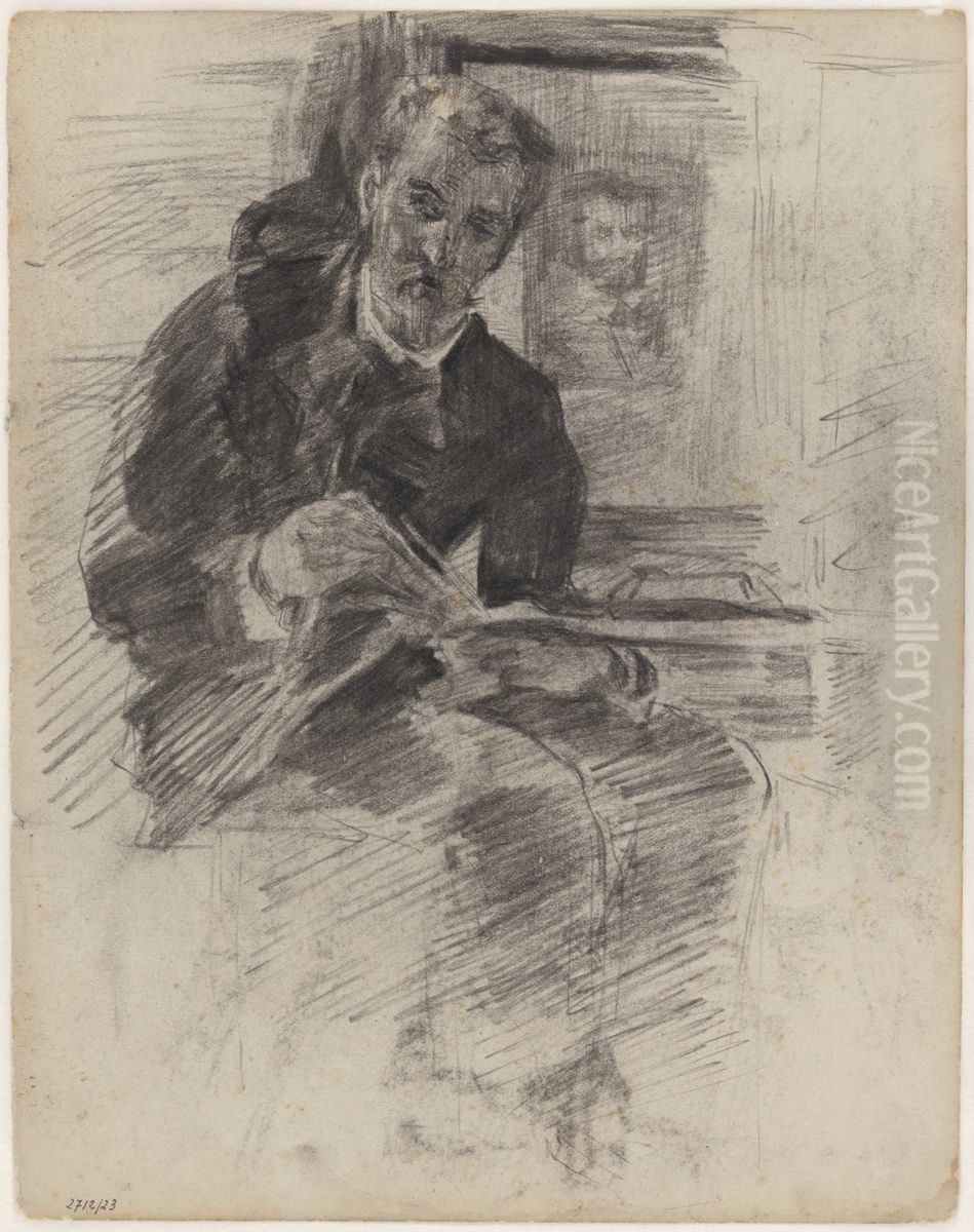 Lezende man Oil Painting by James Ensor