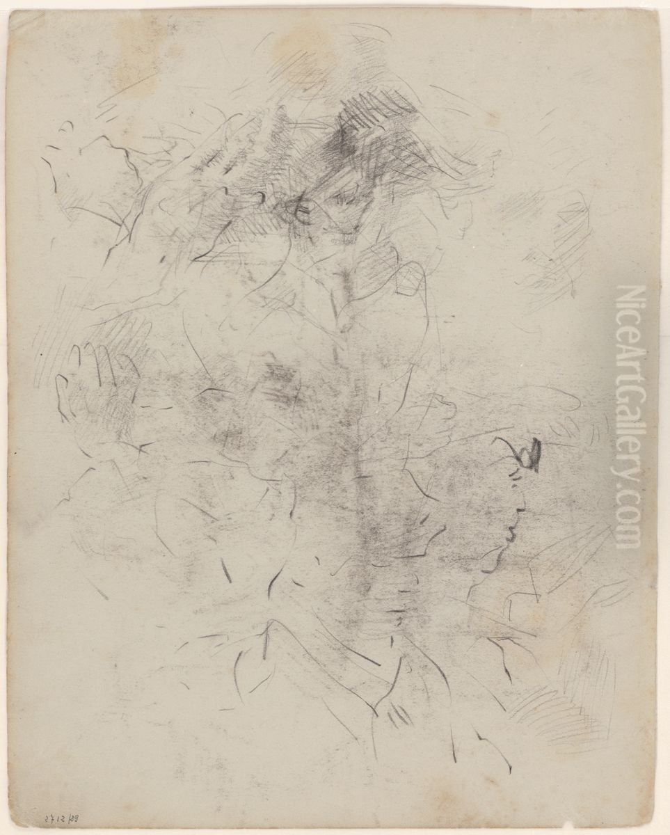 Studie van kopprofielen en van handen Oil Painting by James Ensor