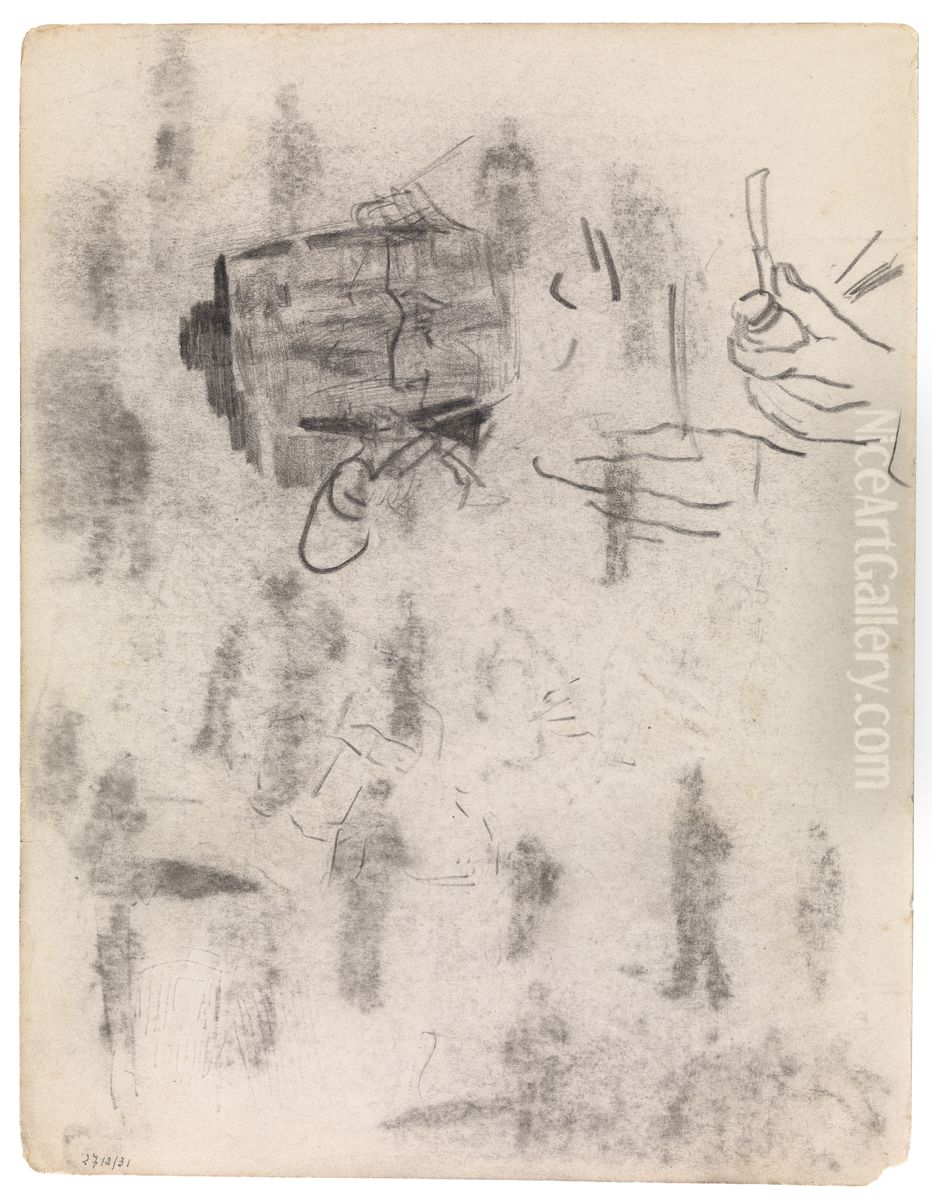 De pijproker, profiel en handen Oil Painting by James Ensor