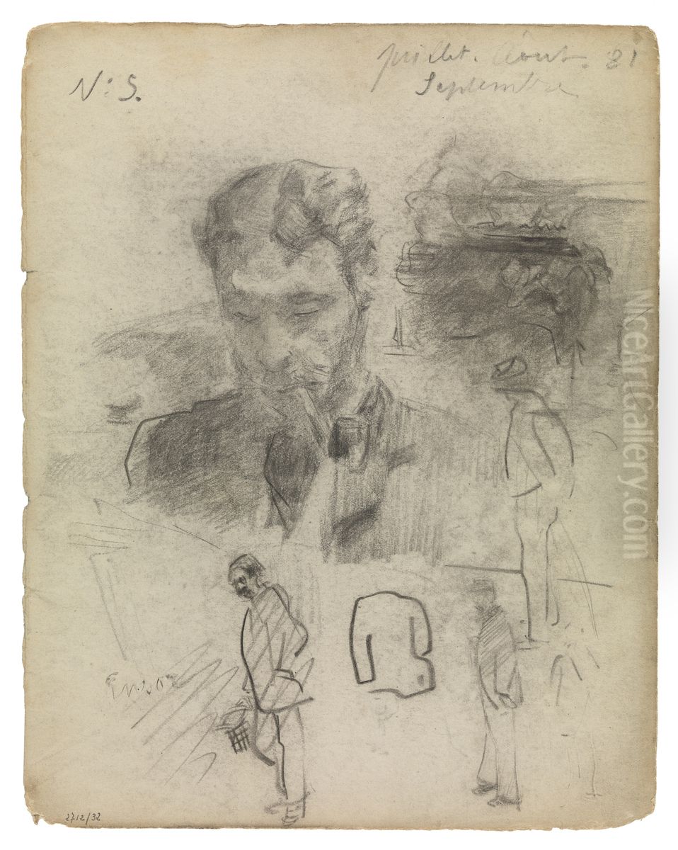 Theo Hannon met pijp Oil Painting by James Ensor