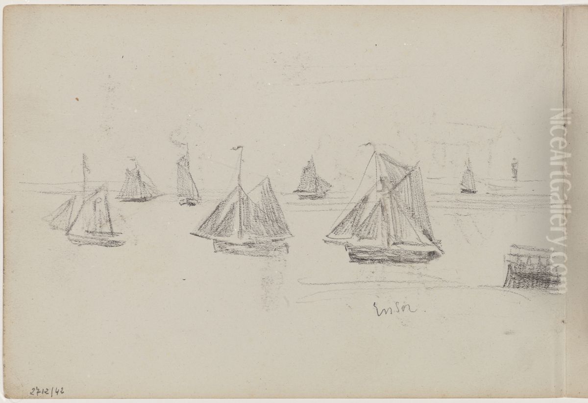 Zeilboten Oil Painting by James Ensor