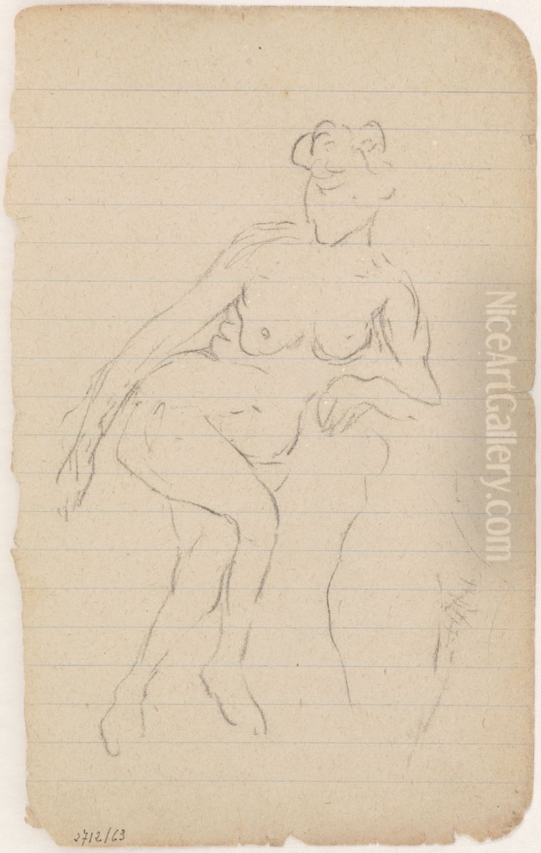 Zittend naakt met gekruiste benen Oil Painting by James Ensor