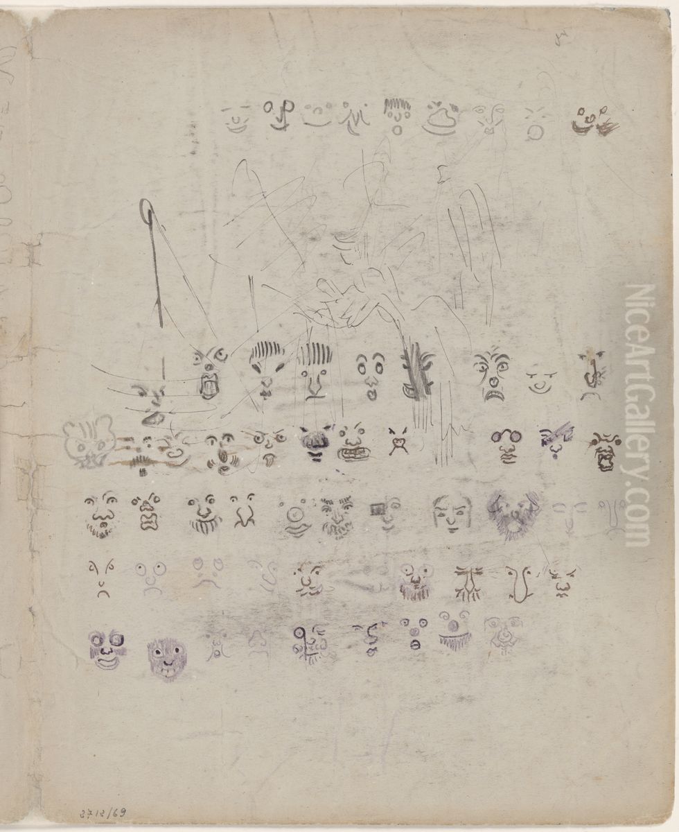 Series of Masks Oil Painting by James Ensor