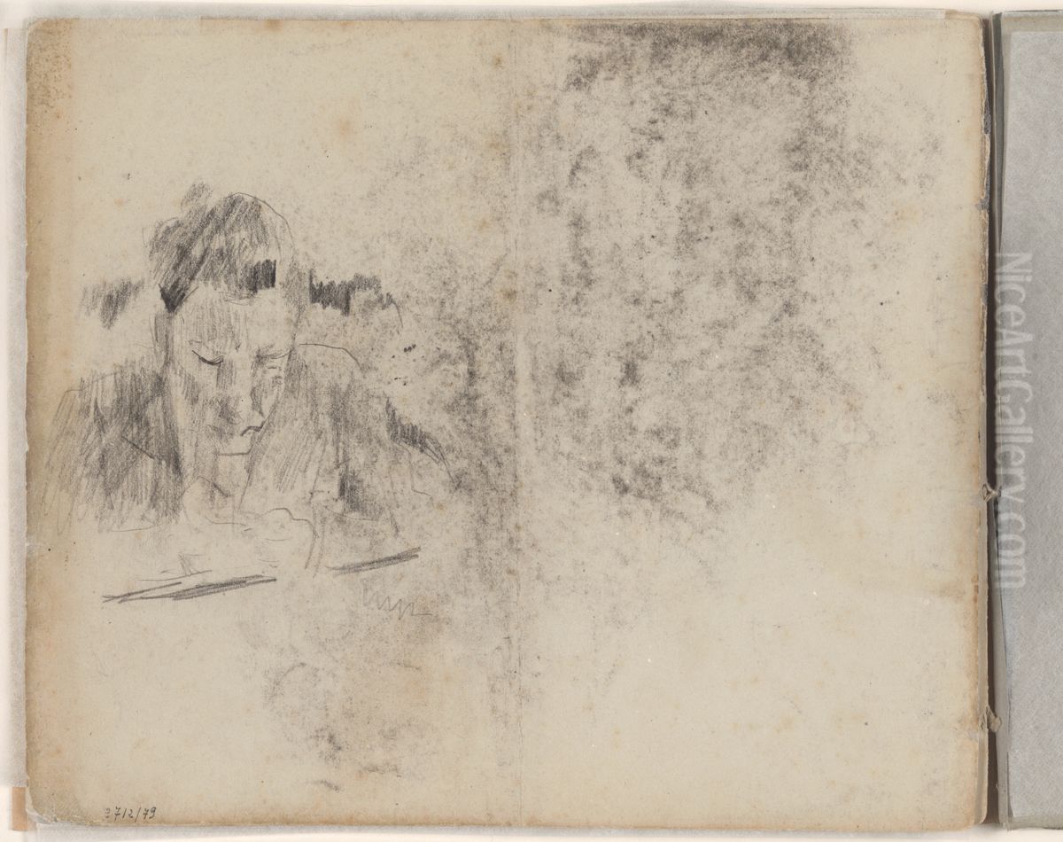 Schrijvende of lezende man Oil Painting by James Ensor