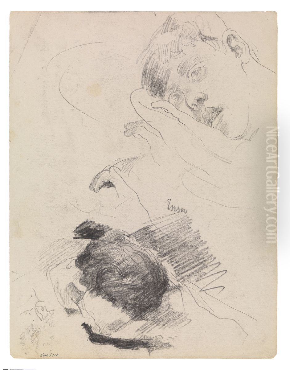 Rustende vrouw Oil Painting by James Ensor