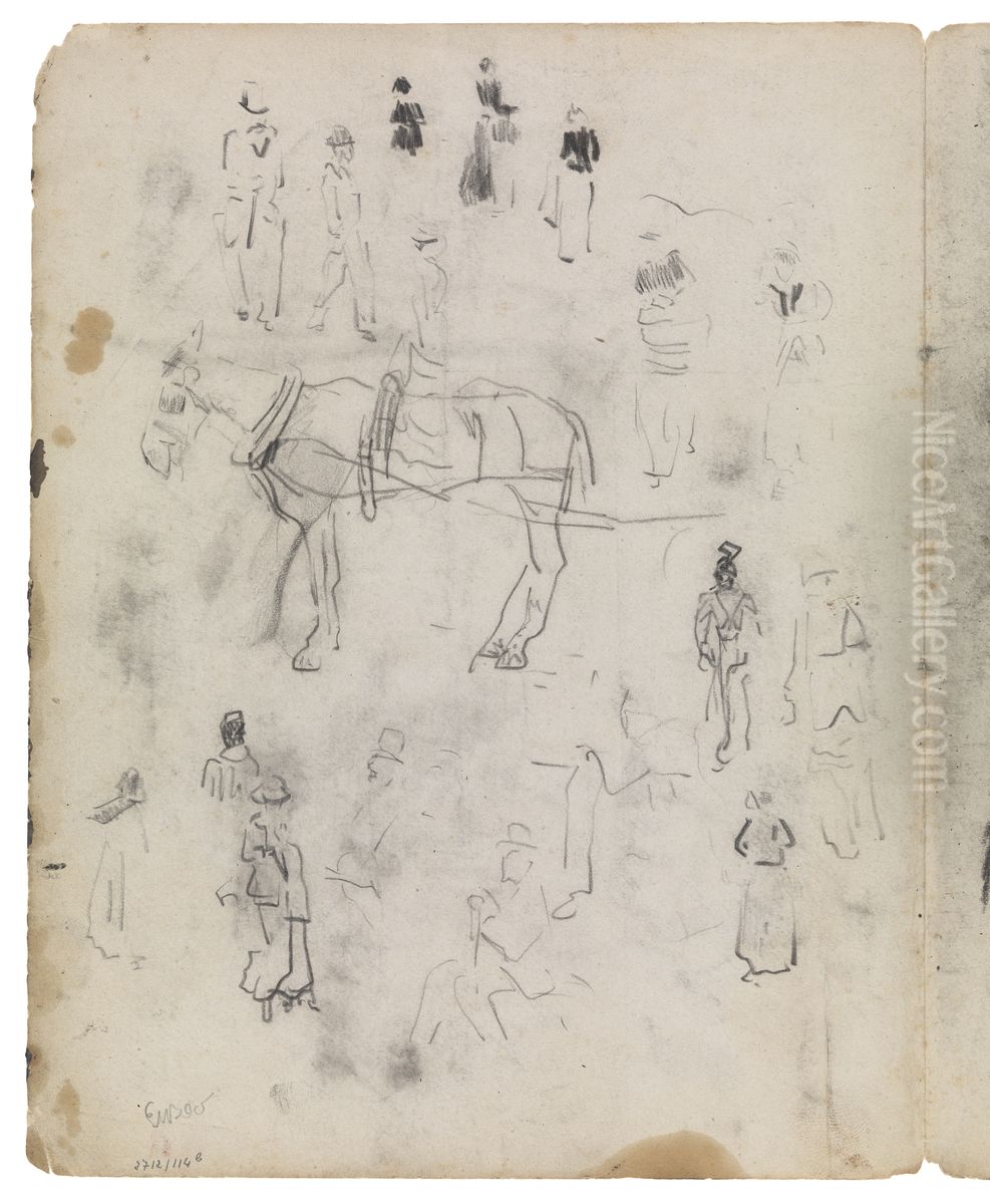 Paard en silhouetten Oil Painting by James Ensor