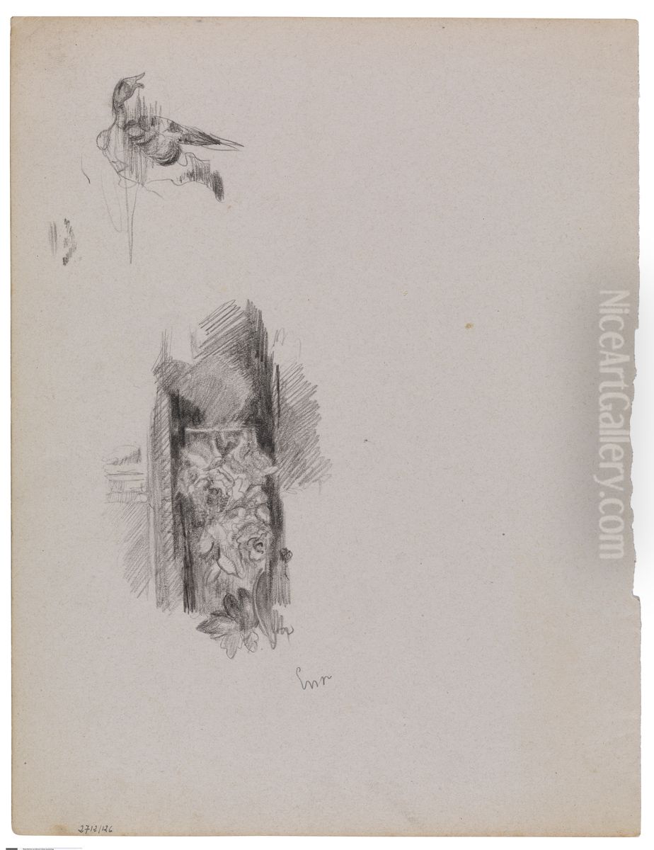 Vaas en vliegende eend Oil Painting by James Ensor