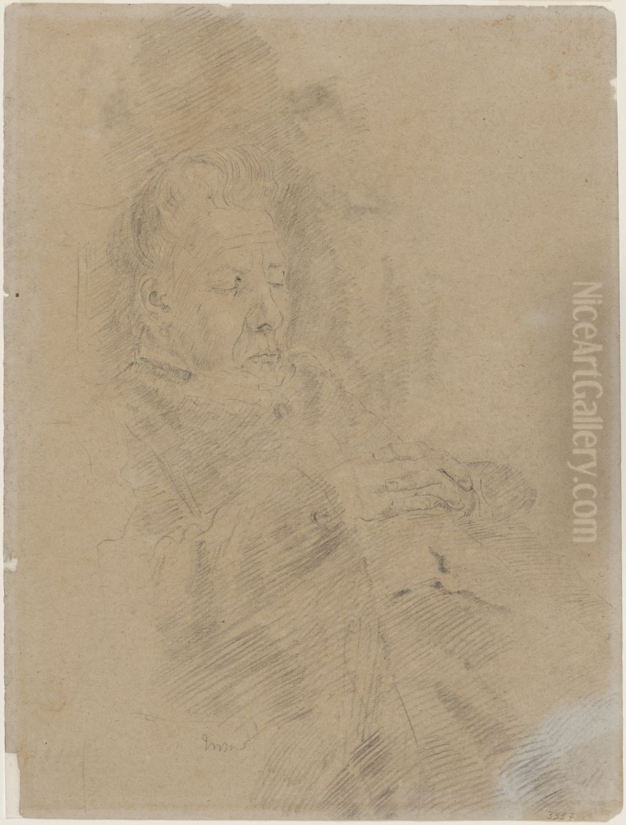 Slapende oude vrouw Oil Painting by James Ensor