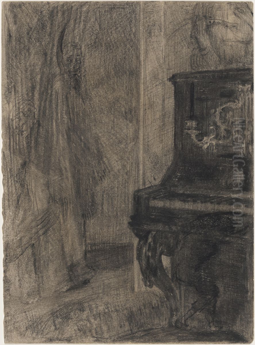 The piano Oil Painting by James Ensor