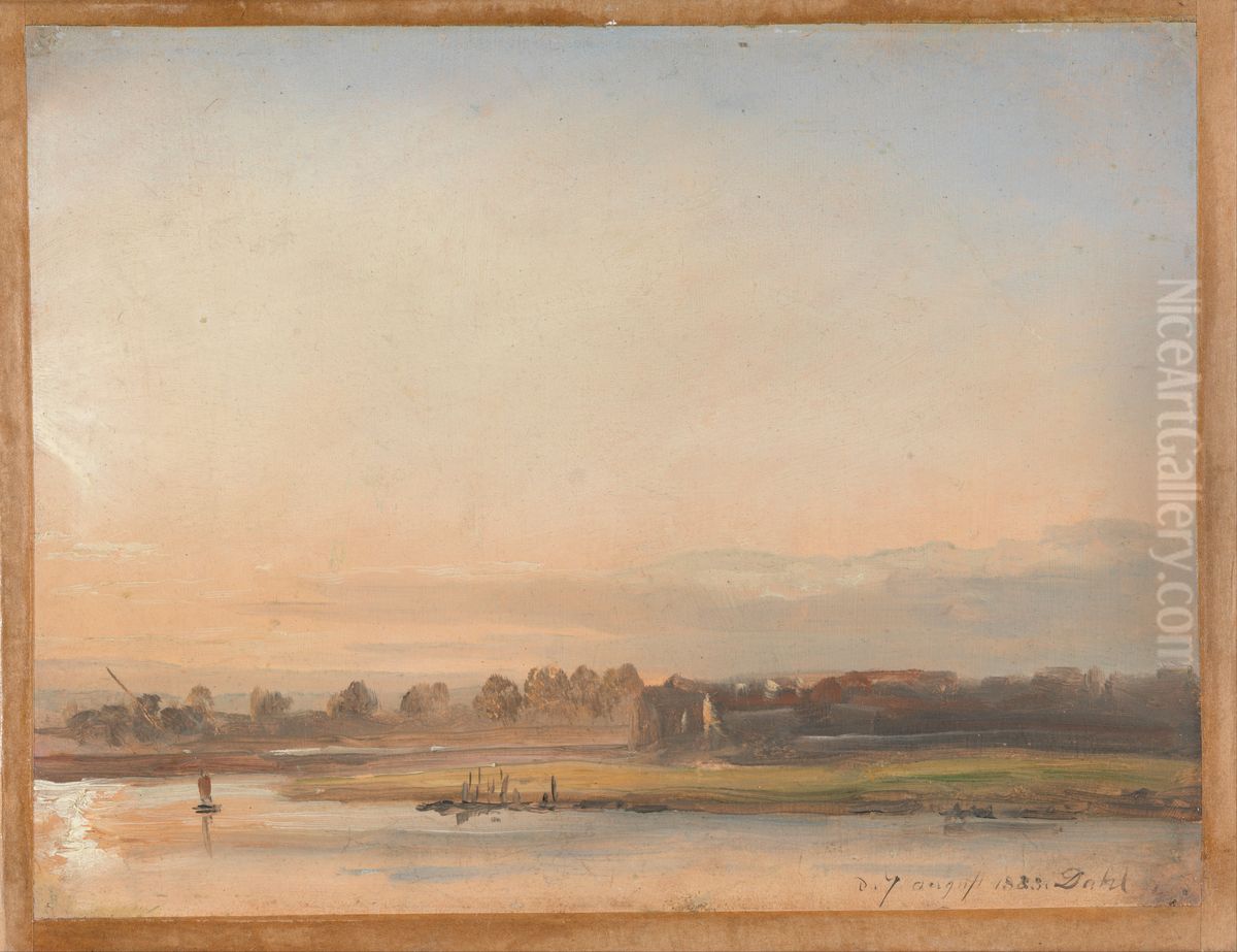 View of the Elbe Oil Painting by Johan Wilhelm Ludwig Dahl