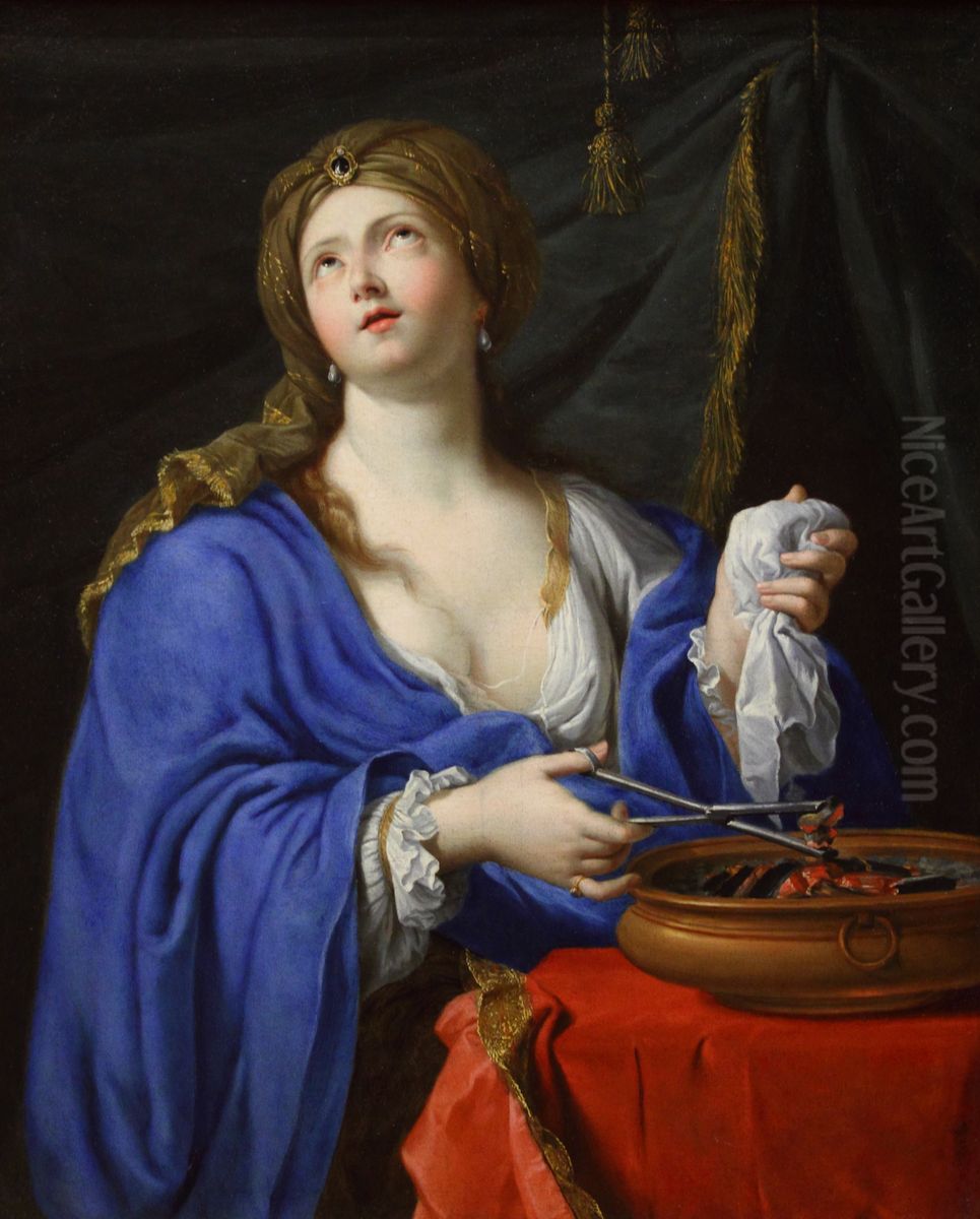 The Suicid of Porcia Oil Painting by Pierre Mignard I