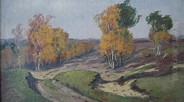 Birches in autumn Oil Painting by Louise Droste-Roggemann