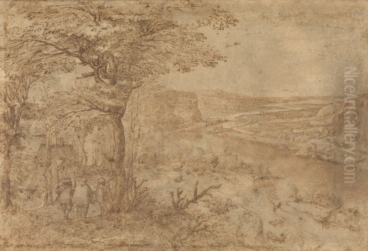 Landschap met pelgrims Oil Painting by Pieter Brueghel the Elder