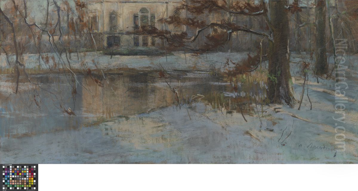 Snow-covered Country House and Park Oil Painting by Albert Baertsoen