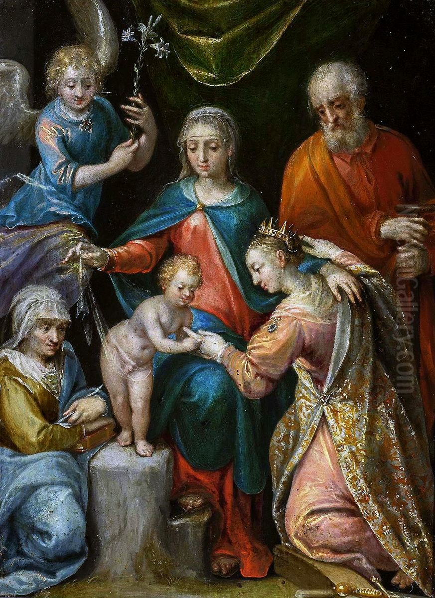 The Mystical marriageof Saint Catherine Oil Painting by Dirck de Quade Van Ravesteyn