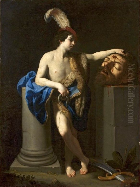 David with the Head of Goliath. Oil Painting by Guido Reni