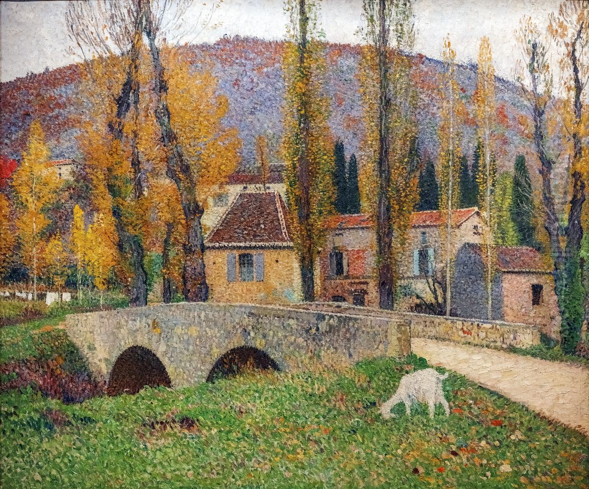Le Pont de Labastide-du-Vert ou La Chevre blanche Oil Painting by Henri-Jean Guillaume Martin