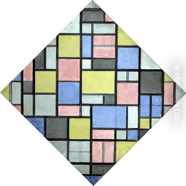 Composition with grid 6 Oil Painting by Piet Mondrian