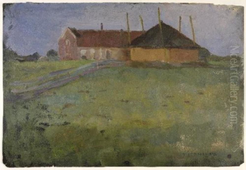 Boerderij met hooiberg Oil Painting by Piet Mondrian
