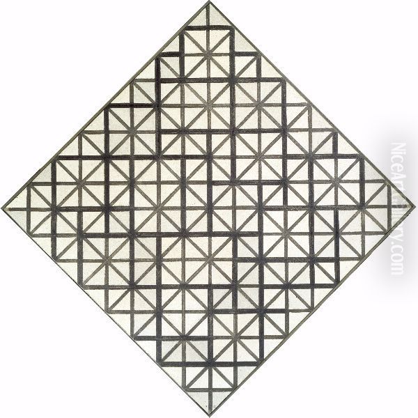 Compositie met grijze lijnen Oil Painting by Piet Mondrian