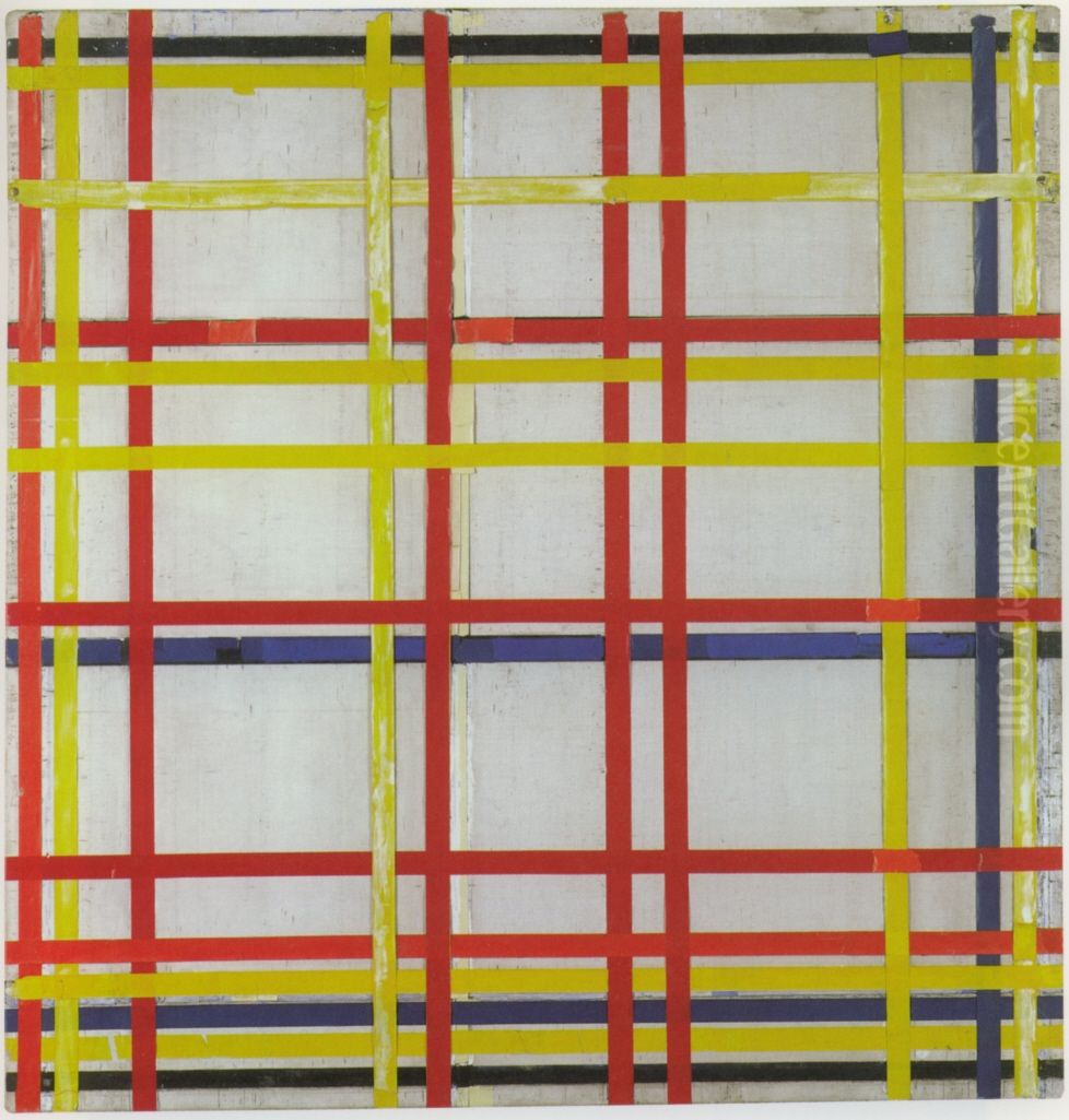 New York City 1 (unfinished) Oil Painting by Piet Mondrian