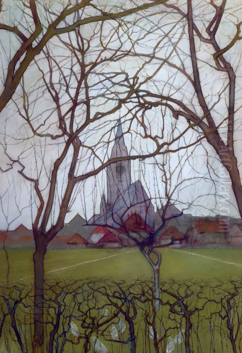 Village church Oil Painting by Piet Mondrian
